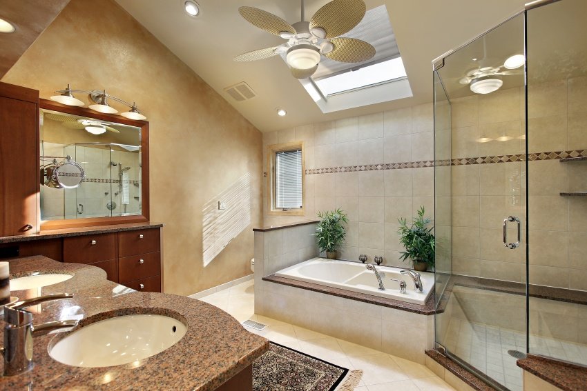 bath room with cream tiles
