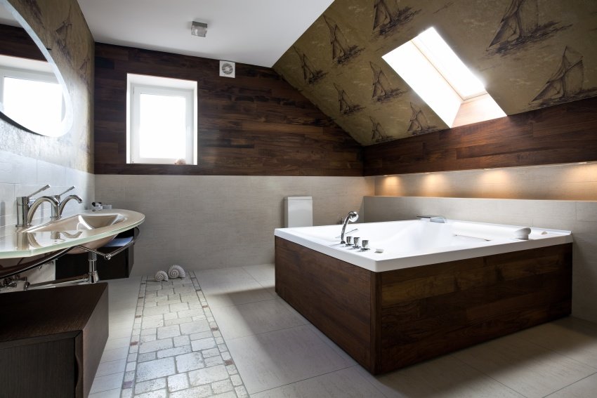 deluxe bathroom in a slanted roof