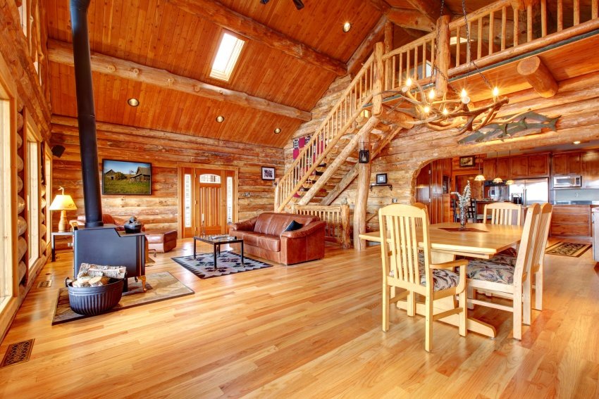 log cabin living room