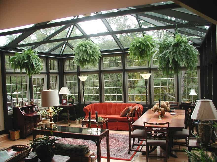 A tropical interior design setting