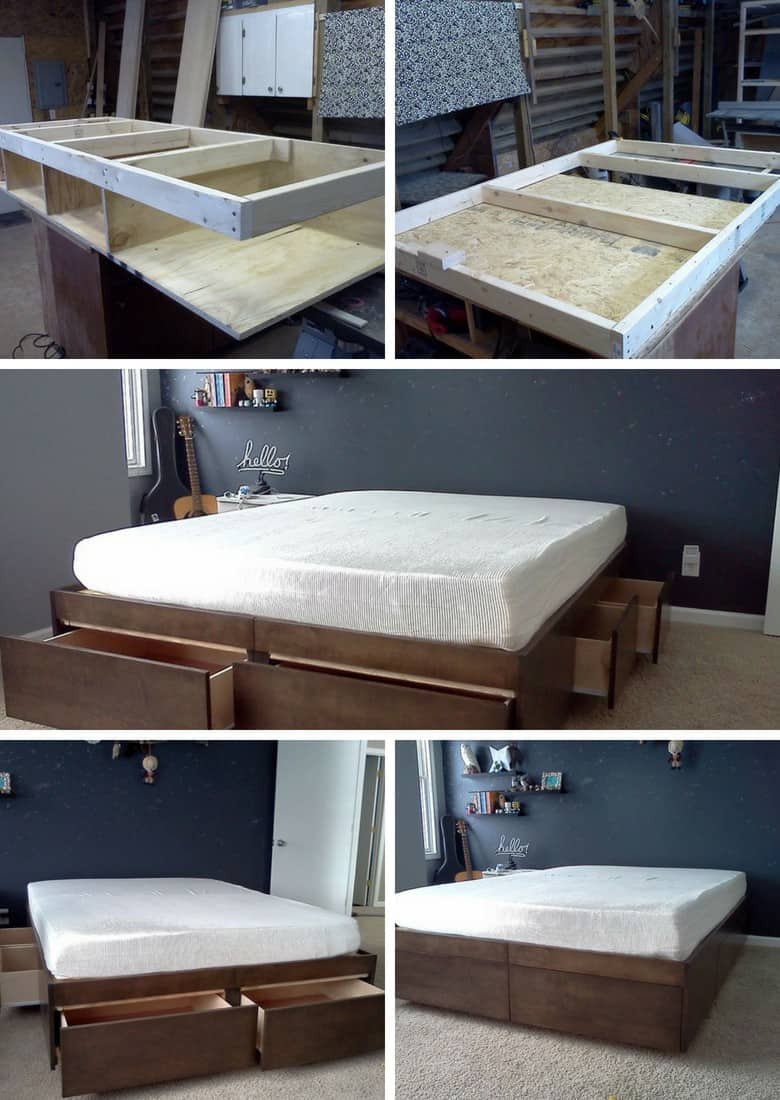 platform bed with storage drawers