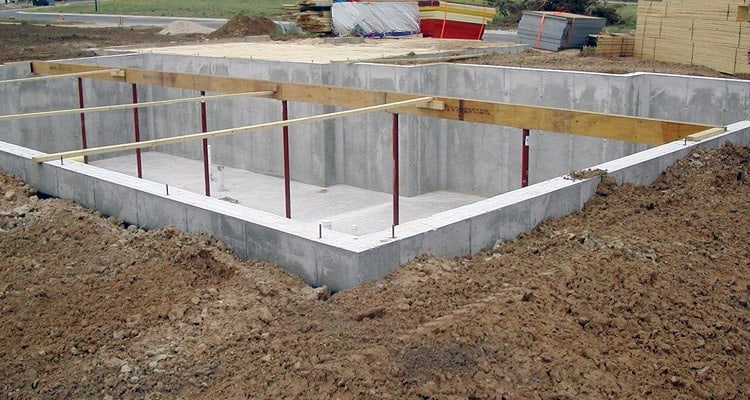 Basement foundation for building a home. 