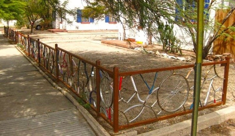 fence from recycled bikes