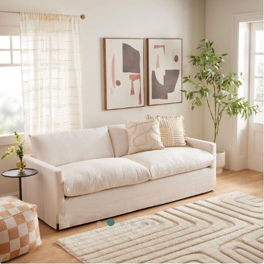 sofa with feather cushion