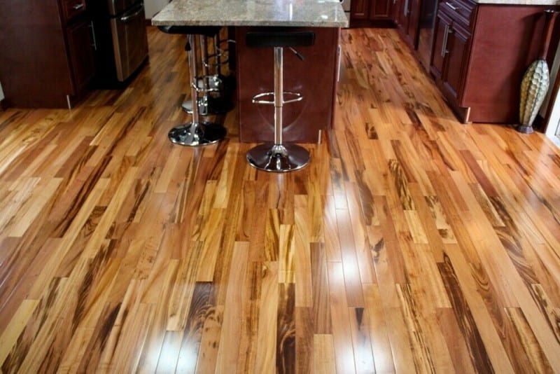 kitchen with Brazilian Koa Tigerwood flooring