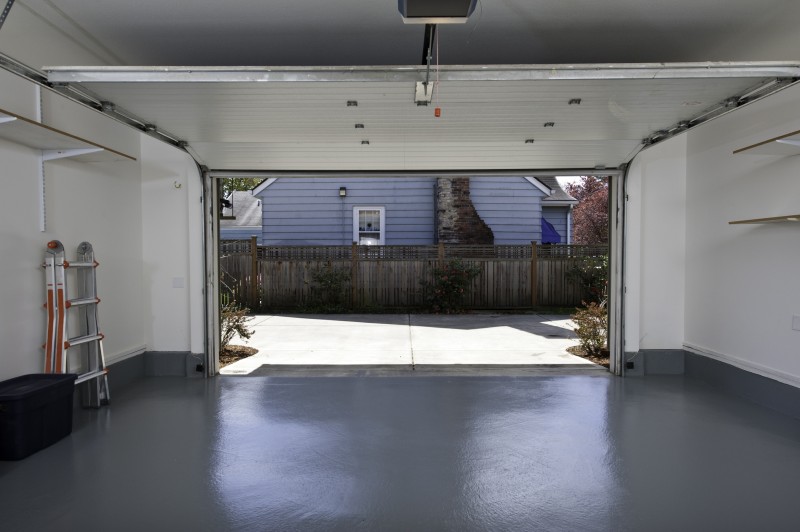 garage with epoxy floor
