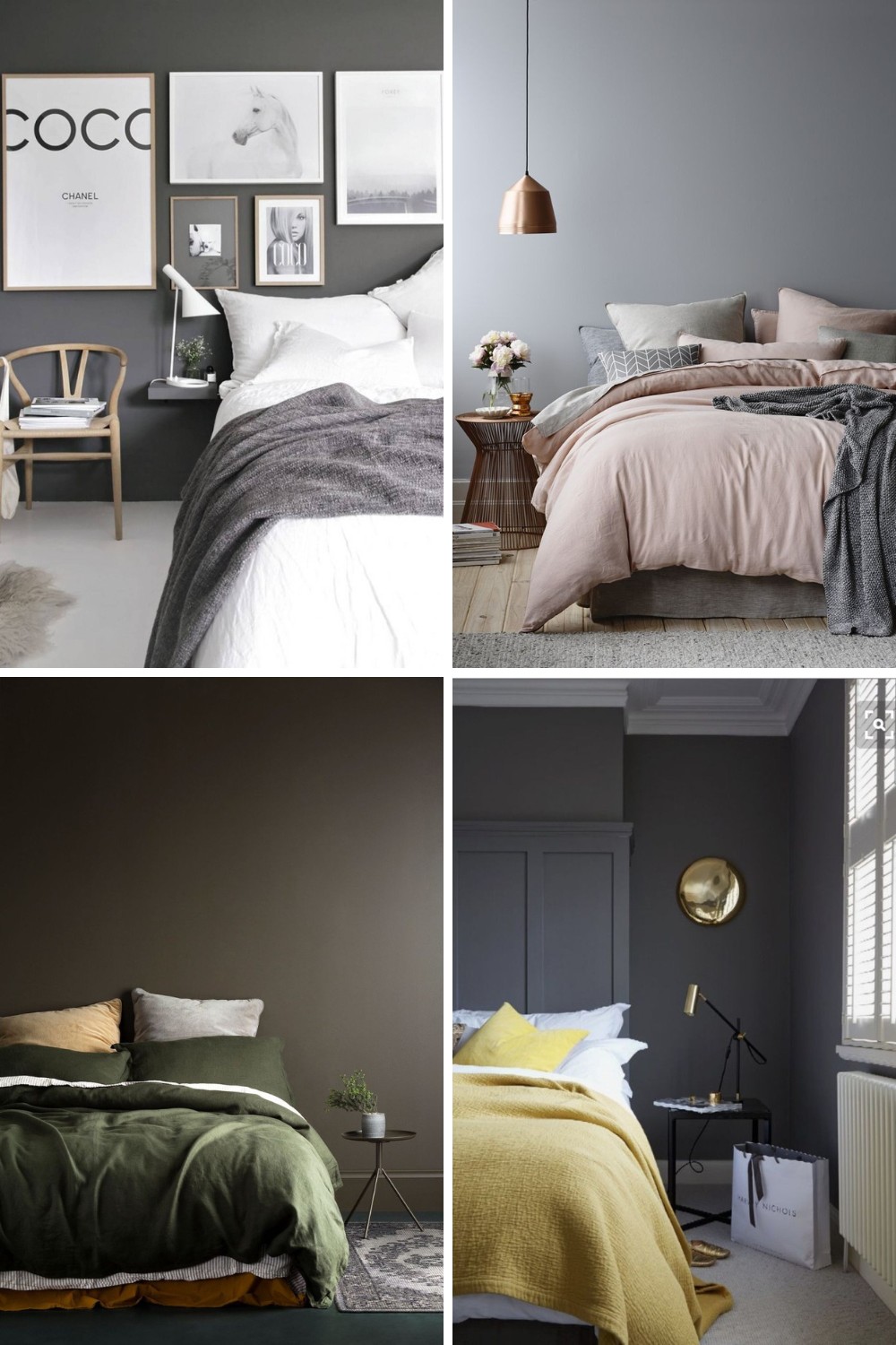 bedding colors for grey walls