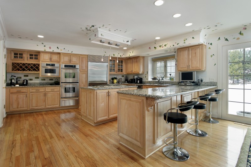 kitchen with honey oak cabinets