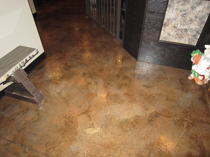 acid stained floor in restaurant